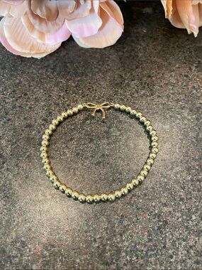 Gold Beaded Bow Bracelet - Women Jewelry
